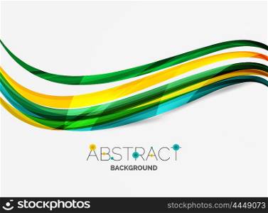Color stripes with shiny light effects, wave line abstract background - color curve lines in motion concept and with light and shadow effects. Presentation banner and business card message design template