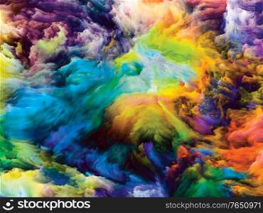 Color Swirl series. Backdrop of colorful motion of liquid paint on canvas in association with life, creativity and art