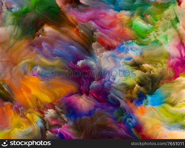 Color Swirl series. Graphic composition of colorful motion of liquid paint on canvas related to life, creativity and art