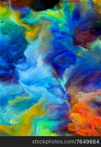 Color Swirl series. Visually attractive backdrop made of colorful motion of liquid paint on canvas for works on life, creativity and art