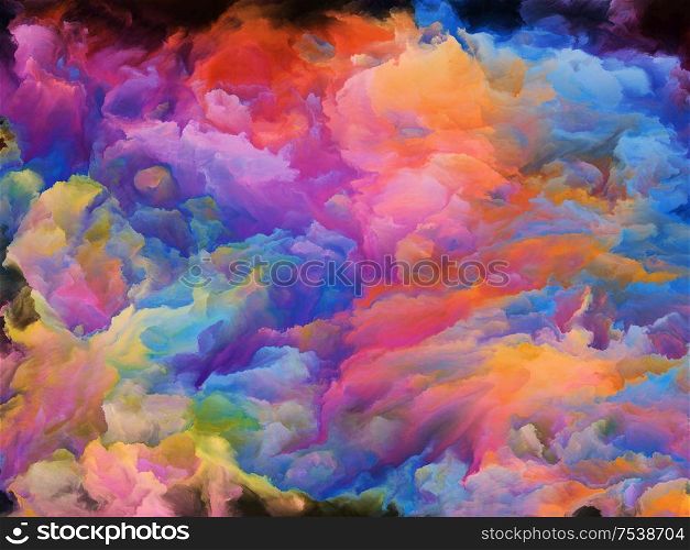 Color Texture series. Backdrop of digital paint and fractal clouds on the subject of dynamic backgrounds and dimensional backdrops