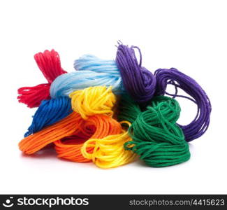 Color threads bunch isolated on white background cutout