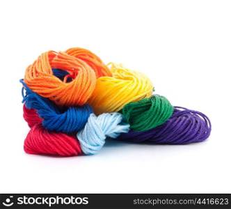 Color threads bunch isolated on white background cutout