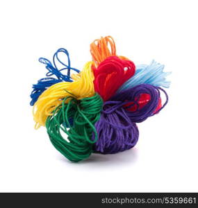 Color threads bunch isolated on white background cutout