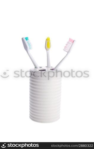 color toothbrush isolated on white background