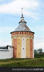 Color tower of ancient Spaso-Prilutsky (Savior-Priluki) Monastery in Vologda, North Russia