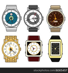 Color watches vector set. Color watches vector set isolated on white background