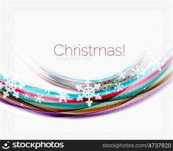 Color wave line with snowflakes, winter business background template