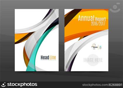 Color waves abstract background geometric A4 business print template. Brochure or annual report cover, business flyer layout, geometric abstract poster, identity illustration