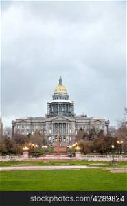 Colorado state capitol building in Denver in the evening