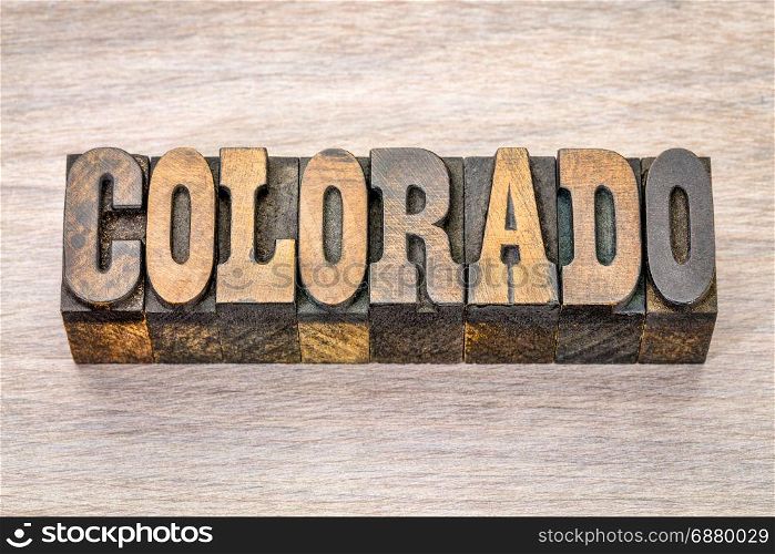 Colorado - word in vintage rustic letterpress wood type - French Clarendon font popular in western movies and memorabilia