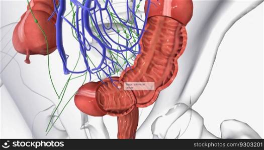 Colorectal cancer  CRC  is a common colon or rectal cancer that affects many patients over middle age. 3D rendering. Colorectal cancer  CRC  is a common colon or rectal cancer that affects many patients over middle age.