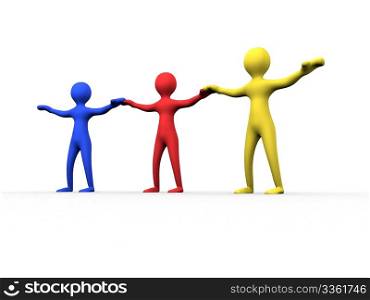 colored 3d people isolated on a white background
