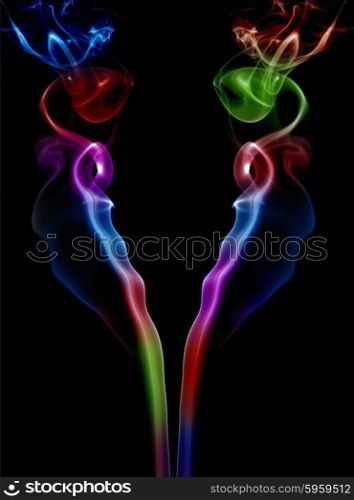 colored abstract smoke in a black background