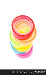 colored and transparent adhesive tape on a white background