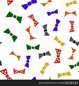 Colored Bows Seamless Pattern Isolated on White Background. Colored Bows Seamless Pattern