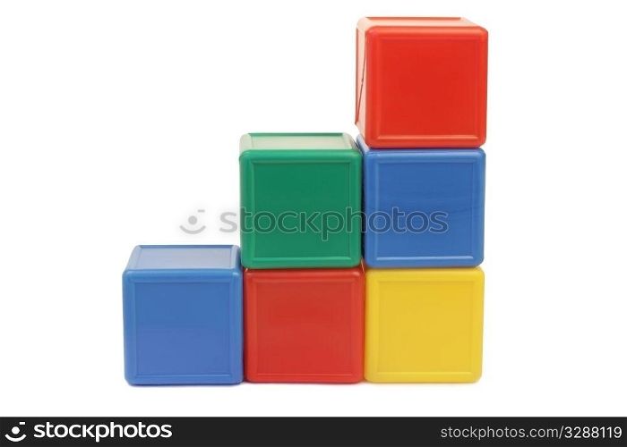 Colored childrens cubes on a white background
