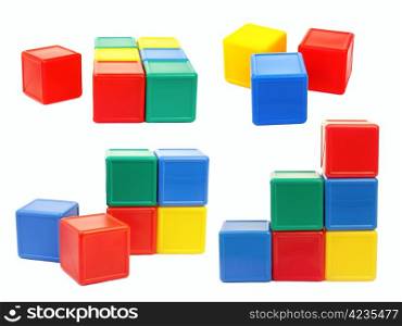 Colored childrens cubes on a white background