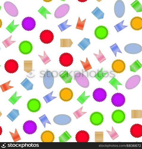 Colored Different Stickers Seamless Pattern Isolated on White Background. Colored Different Stickers Seamless Pattern