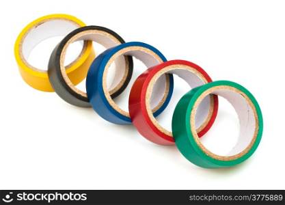 colored electrical tape on white background