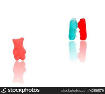 Colored gummy bears, isolated over white background