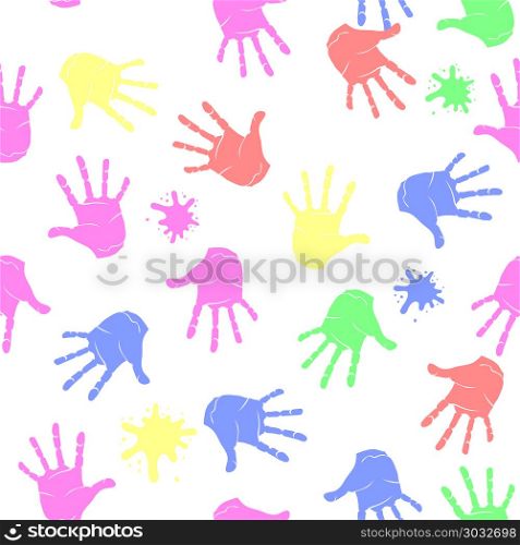 Colored Hands Seamless Pattern. Parts of Human Body Texture. Colored Hands Seamless Pattern on White Background. Parts of Human Body Texture