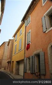 Colored houses with plastered facades in Bedoin, France