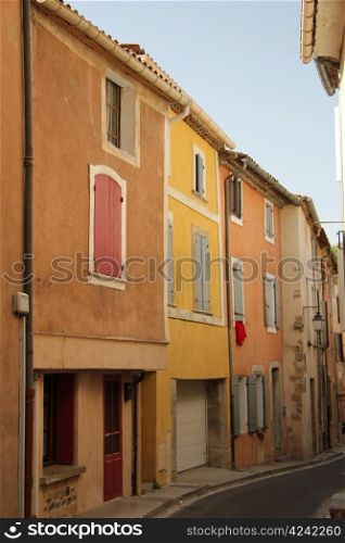 Colored houses with plastered facades in Bedoin, France