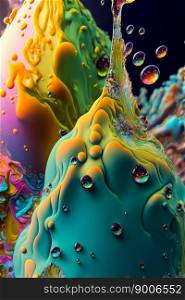 Colored paint splashes  background.  Image created with Generative AI technology
