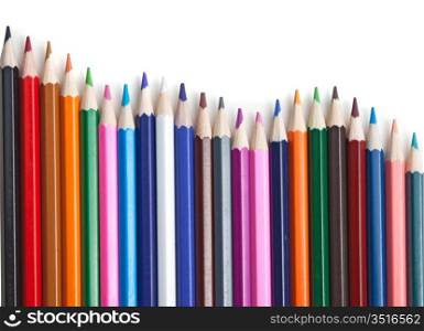 colored pencils isolated on a white background