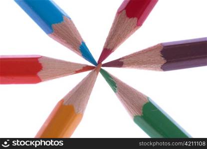 Colored pencils isolated on the white background