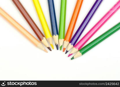 Colored pencils isolated on white background