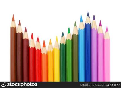Colored pencils isolated on white background. Colored pencils
