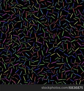 Colored Pencils Seamless Pattern on Black Background. Colored Pencils Seamless Pattern