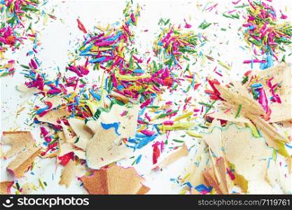 Colored pencils trash. Close-up horizontal photo
