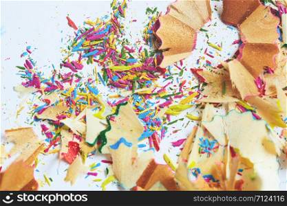 Colored pencils trash. Close-up horizontal photo