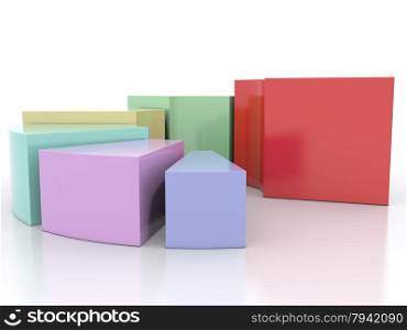 colored pie chart is divided into parts with the leadership of one of the parts. 3d