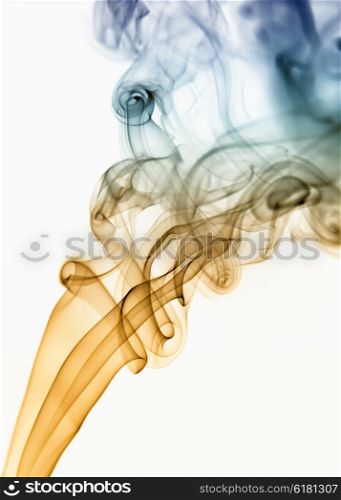 colored smoke from a cigarrette in white background
