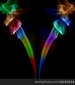 colored smoke lines in a black background
