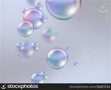 colored soap bubbles on a light gray background