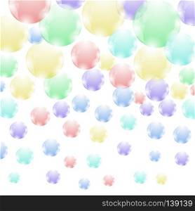 Colored Soap Bubbles  Pattern Isolated on White Background. Colored Soap Bubbles Pattern