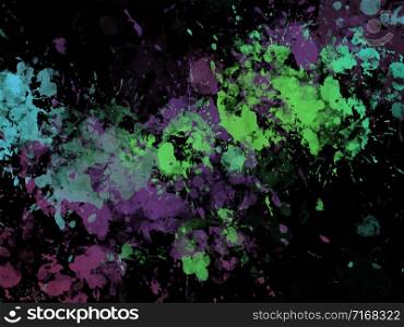 Colored splashes on a black background. Abstract pattern