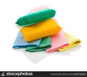 colored sponges on rags