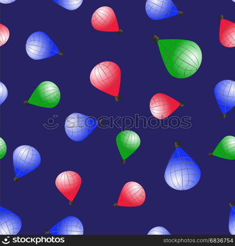 Colored Stratospheric Balloons Seamless Pattern on Blue Background. Colored Stratospheric Balloons Seamless Pattern
