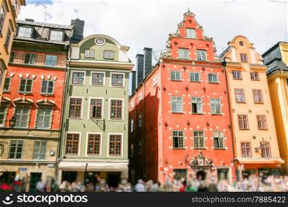 Colored Swedish homes. Homes in city centre.
