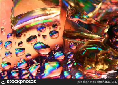 colored water drops macro close up
