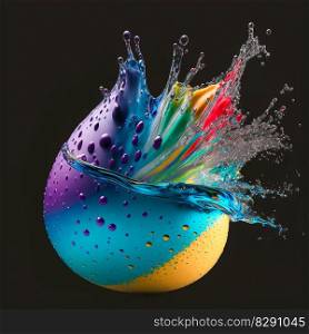 Colorful a water balloon bursting AI Generated