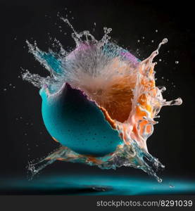 Colorful a water balloon bursting. Colorful a water balloon bursting AI Generated