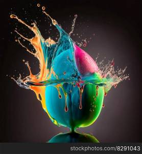 Colorful a water balloon bursting. Colorful a water balloon bursting AI Generated