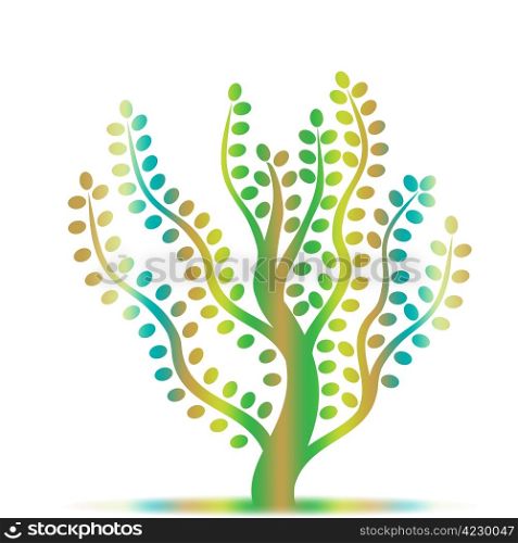 Colorful abstract art tree on white bakcground